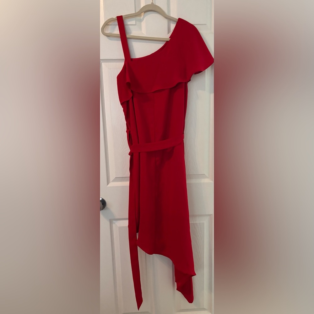 Adelyn Rae, Red Asymmetrical Dress, Size Large - Picture 2 of 8